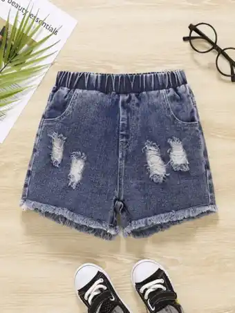 SheIn Toddler girls ripped raw hem denim shorts offer