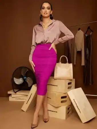 SheIn Shein ruched detail pencil skirt offer
