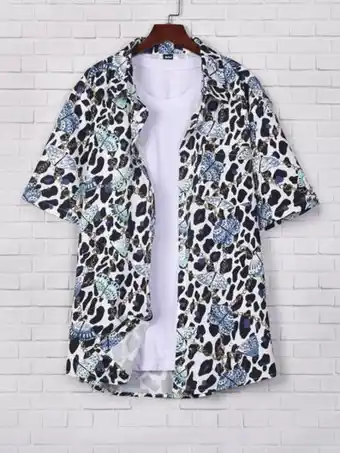 SheIn Romwe guys butterfly & chain print shirt without tee offer