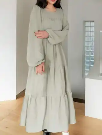 SheIn Dazy bishop sleeve ruffle hem smock dress offer