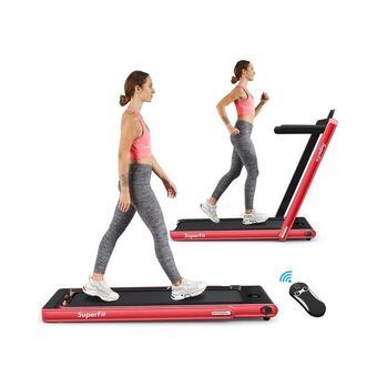 Best Buy Superfit 2.25hp 2-in-1 folding under-desk walking pad with remote control & bluetooth speaker - red offer