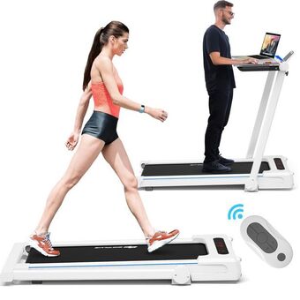 Best Buy Goplus 2.25hp 3-in-1 folding treadmill w/table speaker remote home office white offer