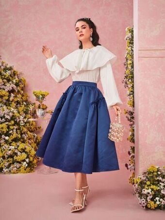 SheIn Shein frill trim zip back skirt offer