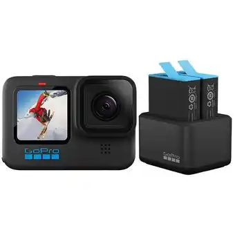 Best Buy Gopro hero10 black waterproof 5.3k sports & helmet camera with hero9 black dual battery charger offer