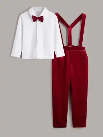 SheIn Shein toddler boys bow front shirt & suspender pants offer