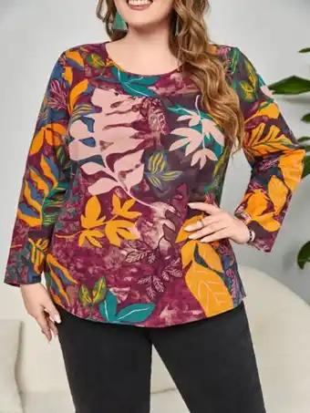 SheIn Plus plant print blouse offer