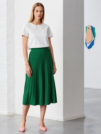 SheIn Motf premium viscose pleated knit skirt offer