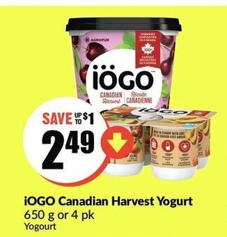 FreshCo iOGO Canadian Harvest Yogurt offer
