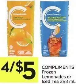 IGA Compliments Frozen Lemonades or Iced Tea 283 ml offer
