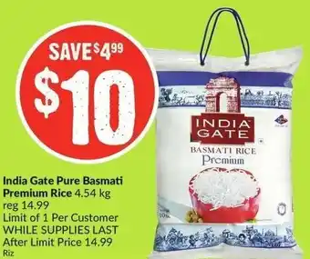 FreshCo India Gate Pure Basmati Premium Rice 4.54kg offer