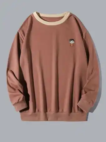 SheIn Men cartoon boy embroidery sweatshirt offer