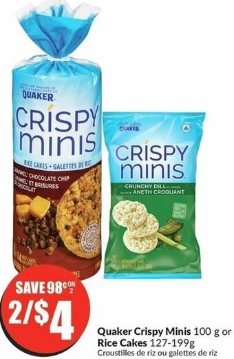 FreshCo Quaker Crispy Minis 100g or Rice Cakes 127-199g offer