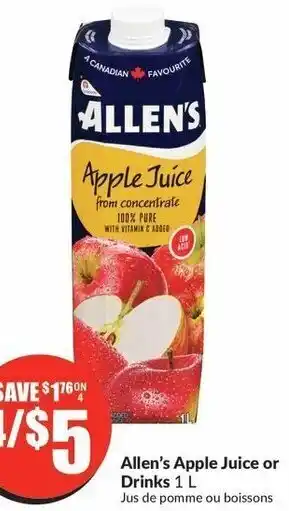 FreshCo Allen's Apple Juice or Drinks 1L offer