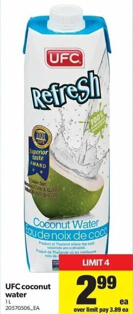 Real Canadian Superstore UFC Coconut Water 1L offer