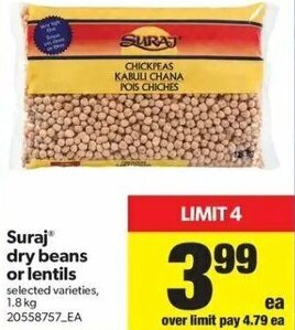 Real Canadian Superstore Suraj Dry Beans or Lentils 1.8kg offer