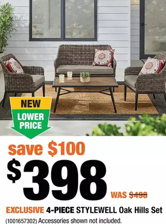 Home Depot 4-Piece Stylewell Oak Hills Set offer