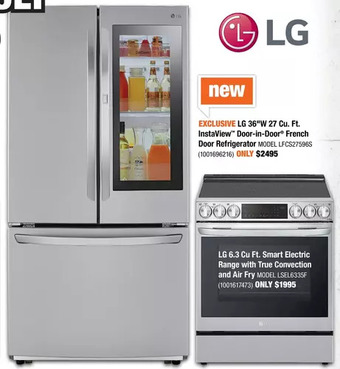 Home Depot LG 36"W 27 Cu. Ft. Instaview Door-in-Door French Door Refrigerator offer