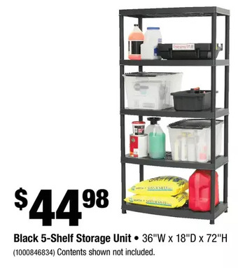 Home Depot Black 5-Shelf Storage Unit offer