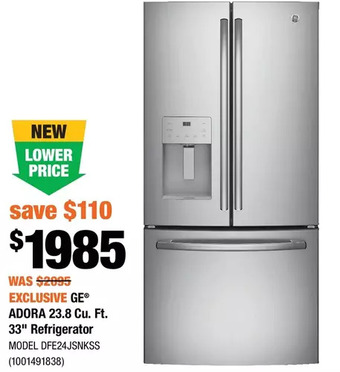 Home Depot GE Adora 23.8 Cu. Ft. 33" Refrigerator offer