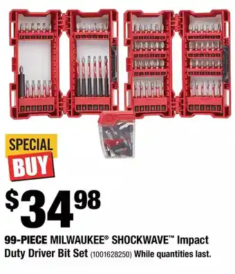 Home Depot 99-Piece Milwaukee Shockwave Impact Duty Driver Bit Set offer