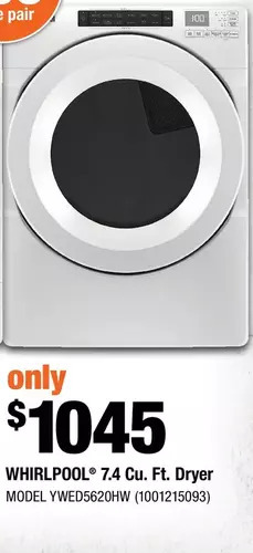 Home Depot Whirlpool 7.4 Cu. Ft. Dryer offer