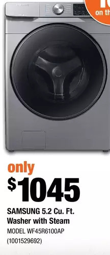 Home Depot Samsung 5.2 Cu. Ft. Washer with Steam offer