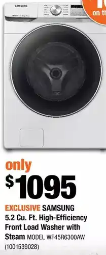 Home Depot Samsung 5.2 Cu. Ft. High-Efficiency Front Load Washer with Steam offer