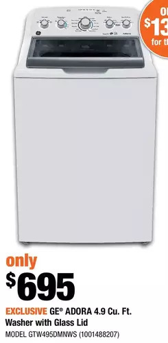 Home Depot GE Adora 4.9 Cu. Ft. Washer with Glass Lid offer