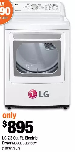 Home Depot LG 7.3 Cu. Ft. Electric Dryer offer
