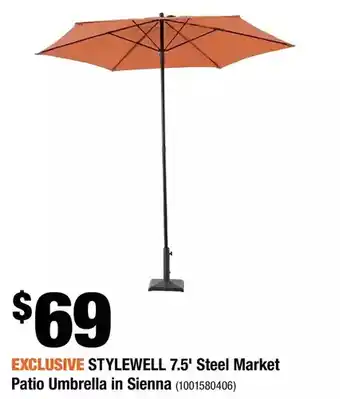 Home Depot Stylewell 7.5' Steel Market Patio Umbrella in Sienna offer