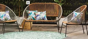 Home Depot Wicker Stacking Egg Loveseat in Grey/Wheat offer