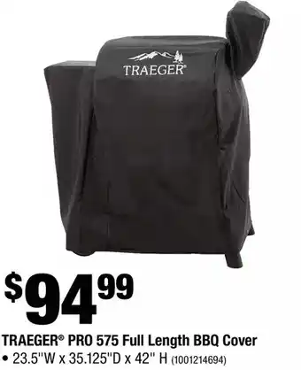 Home Depot Traeger Pro 575 Full Length BBQ Cover offer