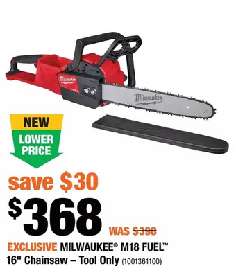 Home Depot Milwaukee M18 Fuel 16" Chainsaw - Tool Only offer