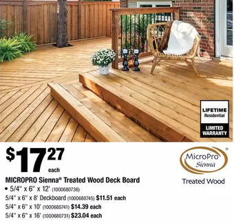 Home Depot Micropro Sienna Treated Wood Deck Board offer