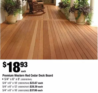 Home Depot Premium Western Red Cedar Deck Board offer