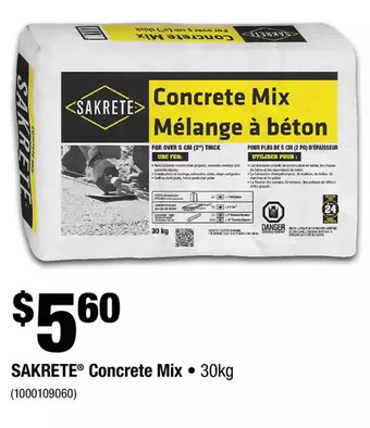 Home Depot Sakrete Concrete Mix offer