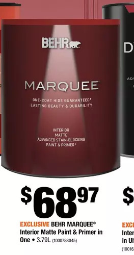 Home Depot Behr Marquee Interior Matte Paint & Primer in One offer