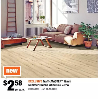 Home Depot TrafficMASTER 12mm Summer Breeze White Oak 7.6"W offer