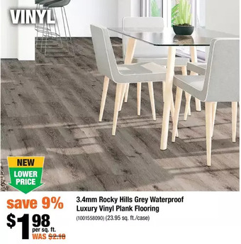 Home Depot 3.4mm Rocky Hills Grey Waterproof Luxury Vinyl Plank Flooring offer