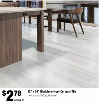 Home Depot 12" X 24" Gladstone Ivory Ceramic Tile offer