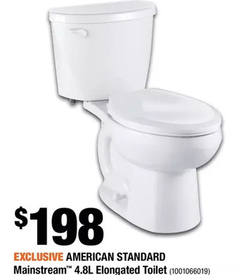 Home Depot American Standard Mainstream 4.8L Elongated Toilet offer