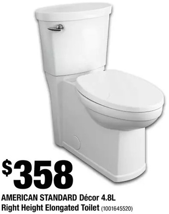 Home Depot American Standard Décor 4.8L Right Height Elongated Toilet offer