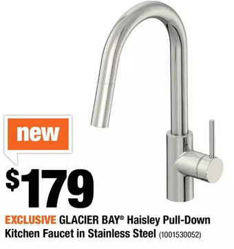 Home Depot Glacier Bay Haisley Pull-Down Kitchen Faucet in Stainless Steel offer