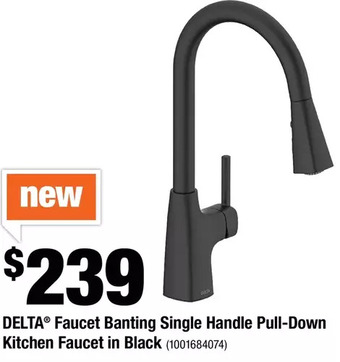 Home Depot Delta Faucet Banting Single Handle Pull-Down Kitchen Faucet in Black offer