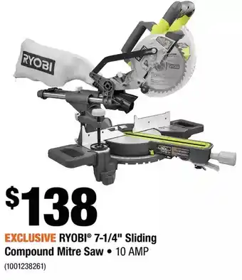 Home Depot Ryobi 7-1/4" Sliding Compound Mitre Saw offer