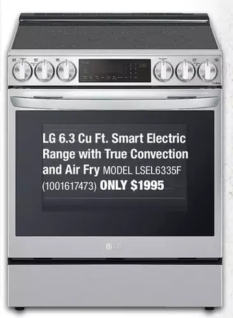 Home Depot LG 6.3 Cu. Ft. Smart Electric Range with True Convection and Air Fry offer