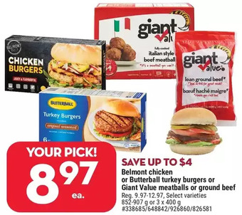 Giant Tiger Belmont Chicken Burgers offer