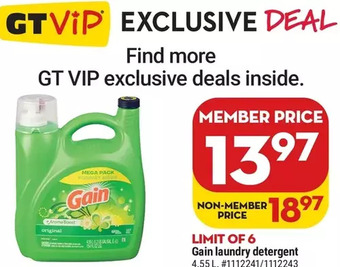 Giant Tiger Gain Laundry Detergent offer