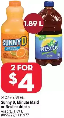 Giant Tiger Sunny D or Minute Maid Drinks offer