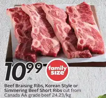 Sobeys Beef Braising Ribs, Korean Style or Simmering Beef Short Ribs offer